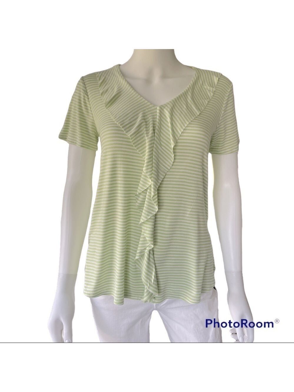 Ces Femme Short Sleeve Ruffle Tee Size Small